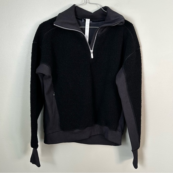 Lululemon stand out sherpa half zip‎ pullover size 4 black - Picture 1 of 10
